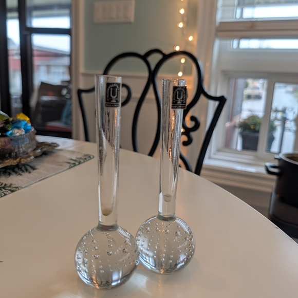 VTG 50s/60s Sweden J. Wuidart & Co — Set of 2 Clear Bubble Glass Bud Vases - Picture 12 of 15